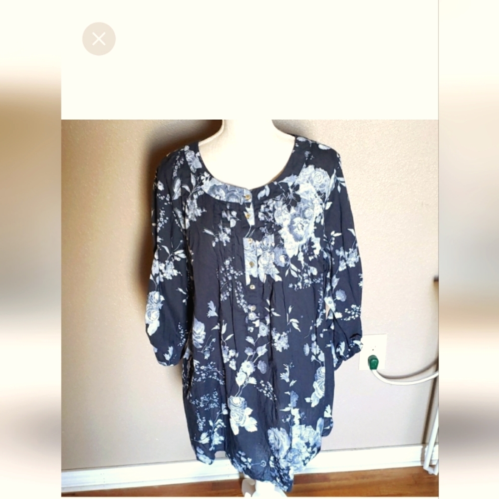 Soft Surroundings Floral Cotton Tunic- 1X